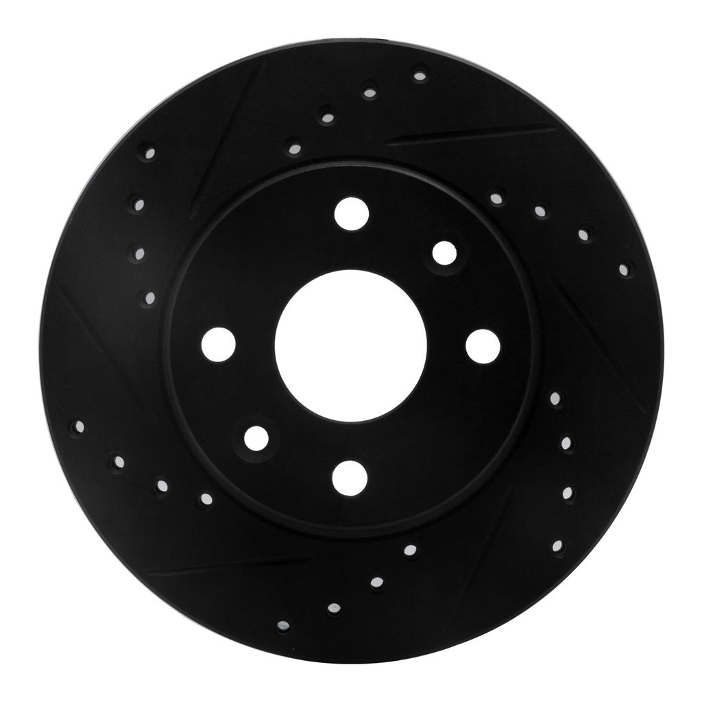 Dynamic Friction 633-21005L - Drilled and Slotted Black Zinc Brake Rotor