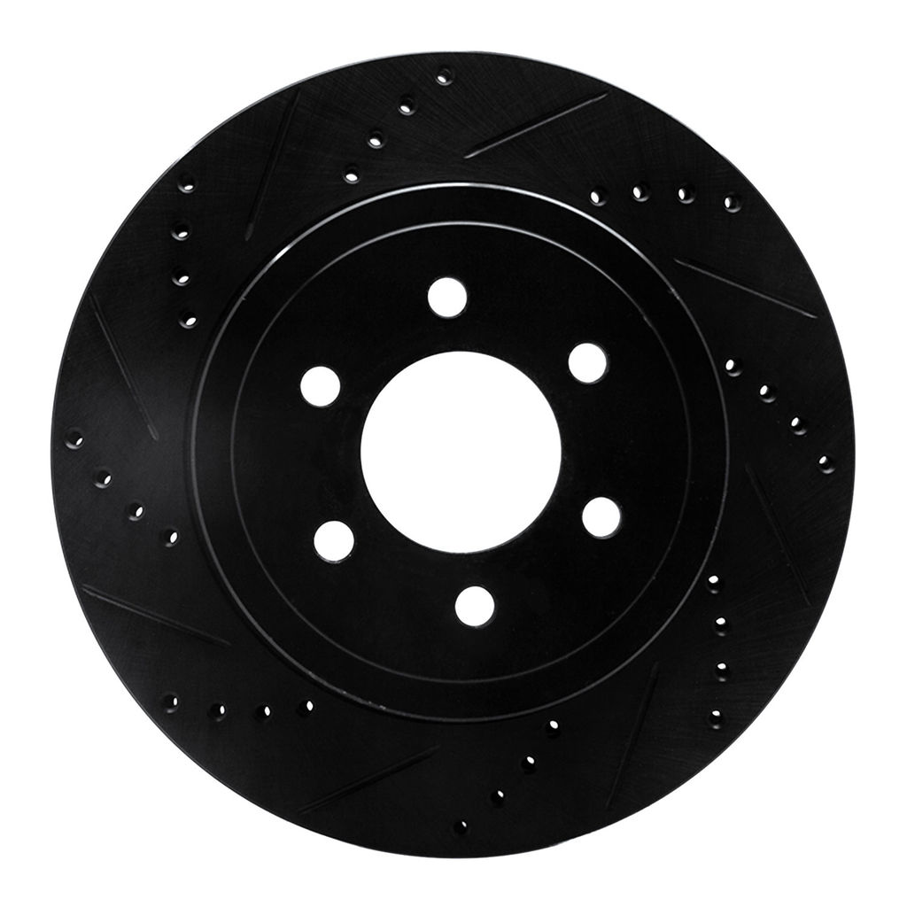 Dynamic Friction 633-40098L - Drilled and Slotted Black Zinc Brake Rotor