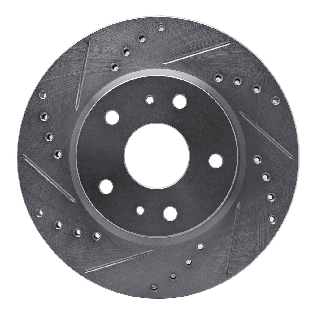 Dynamic Friction 631-01004L - Drilled and Slotted Silver Zinc Brake Rotor