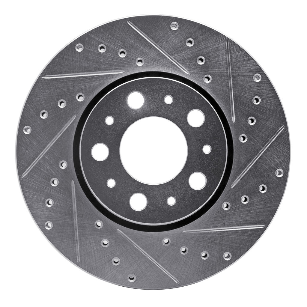 Dynamic Friction 631-27028R - Drilled and Slotted Silver Zinc Brake Rotor