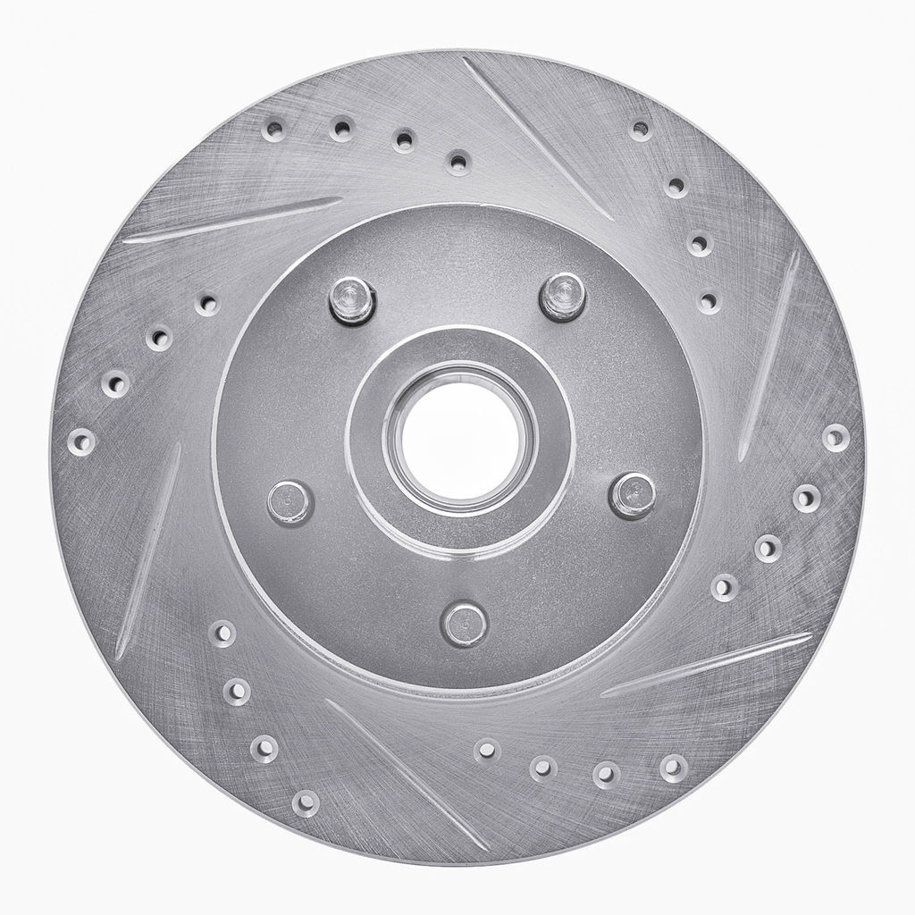 Dynamic Friction 631-39000R - Drilled and Slotted Silver Zinc Brake Rotor