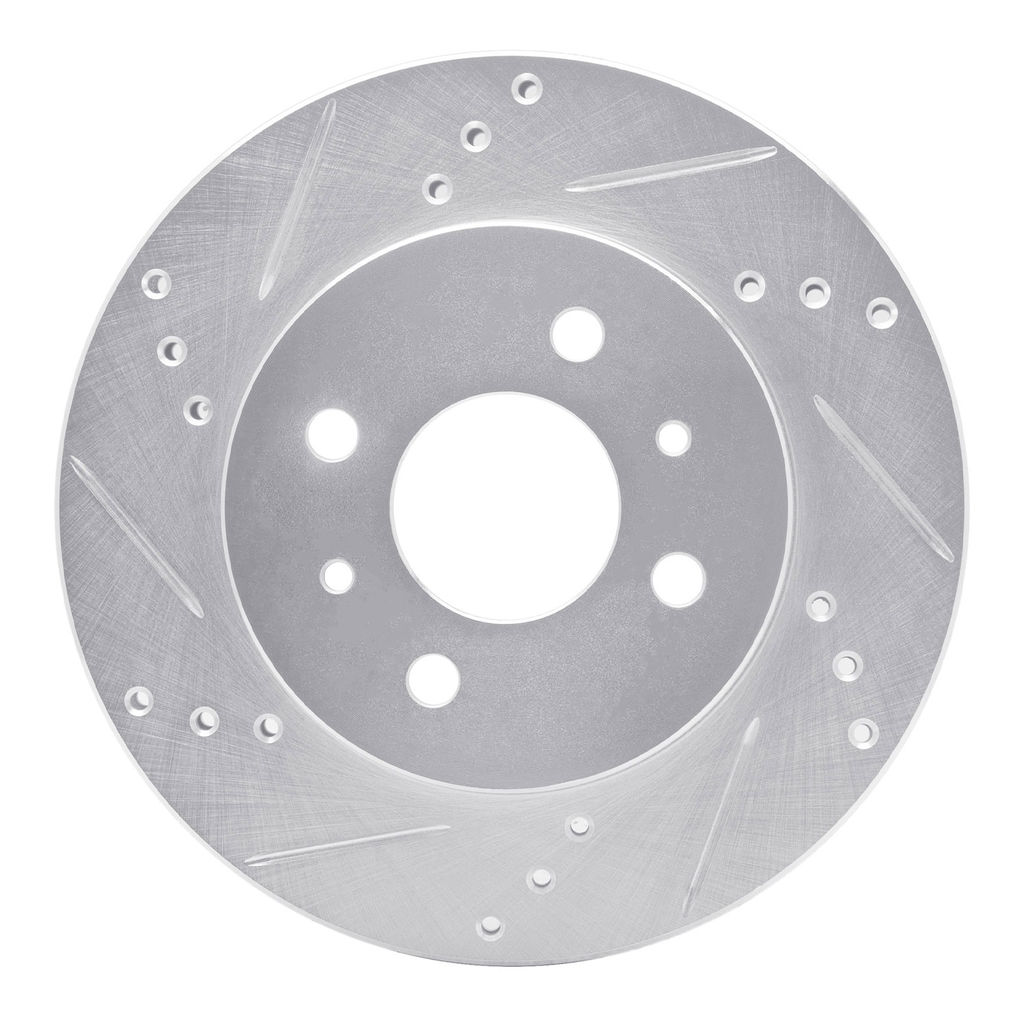 Dynamic Friction 631-53001L - Drilled and Slotted Silver Zinc Brake Rotor