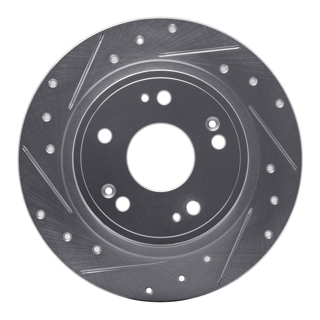 Dynamic Friction 631-59032L - Drilled and Slotted Silver Zinc Brake Rotor