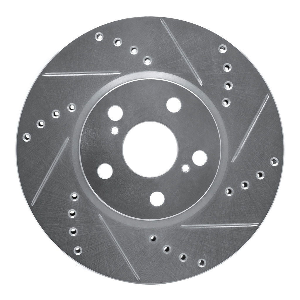 Dynamic Friction 631-76081R - Drilled and Slotted Silver Zinc Brake Rotor