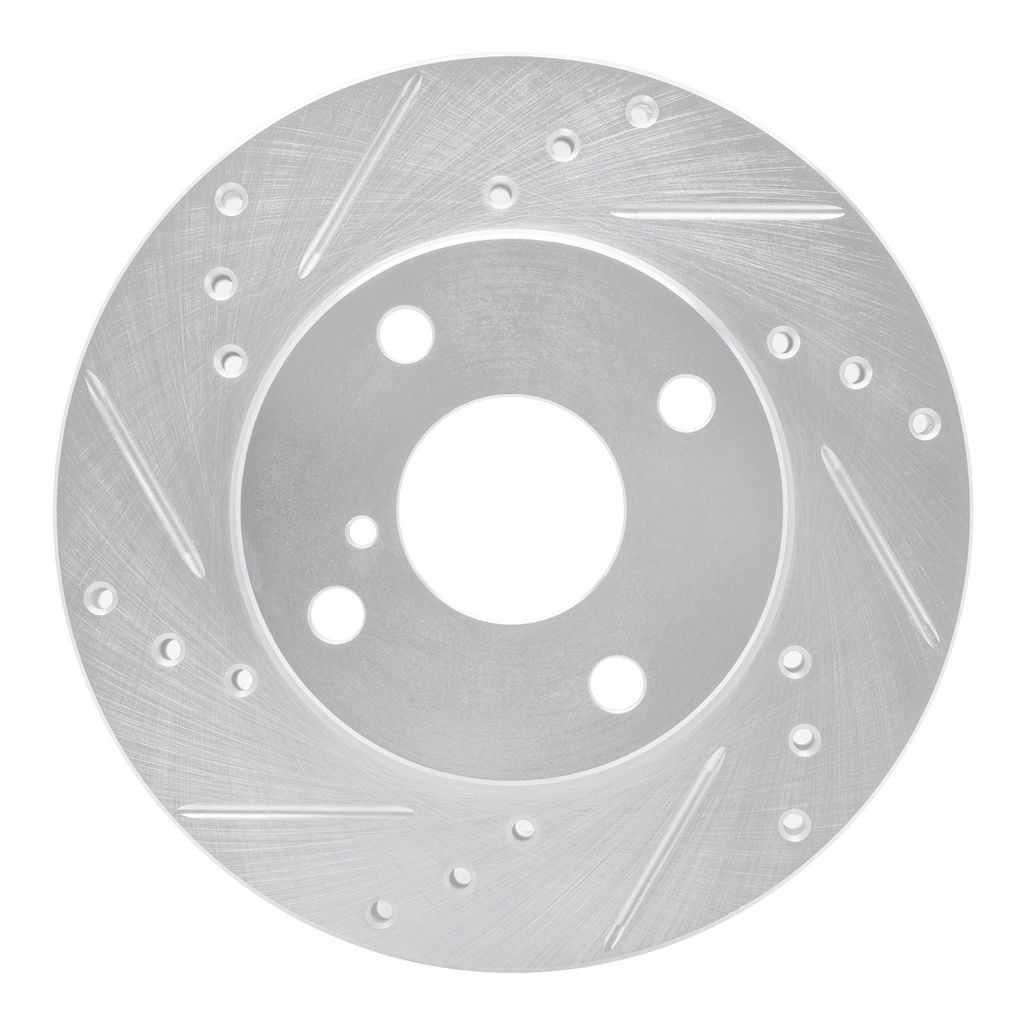 Dynamic Friction 631-80022L - Drilled and Slotted Silver Zinc Brake Rotor