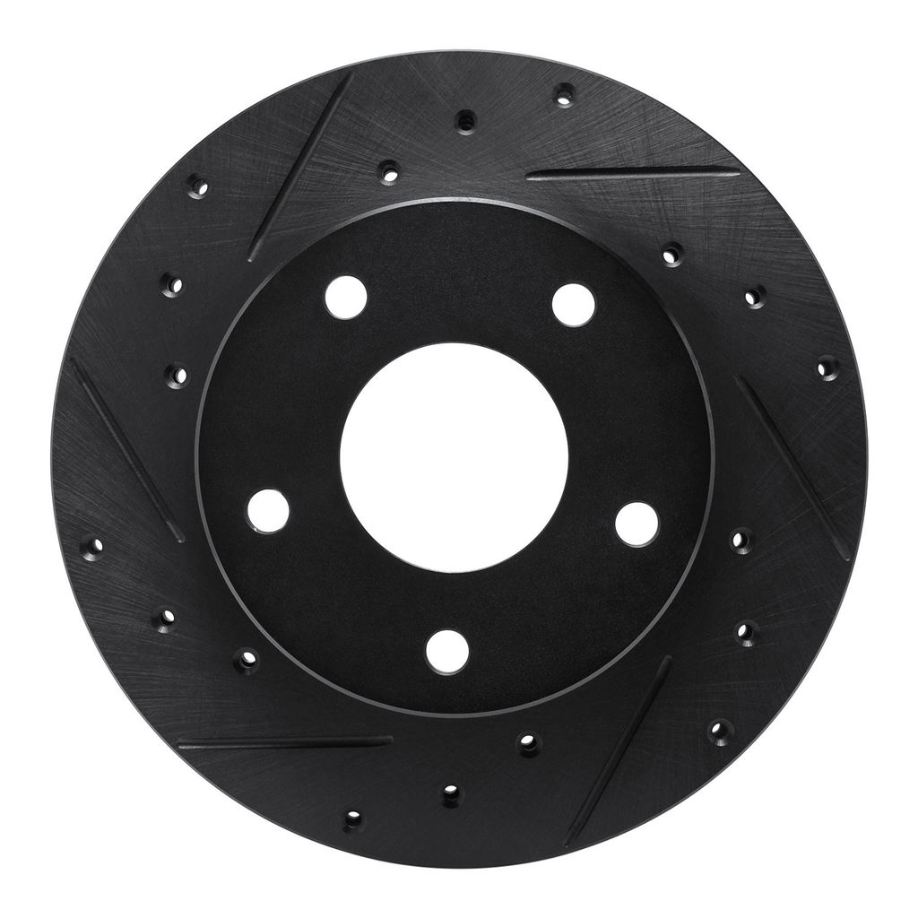 Dynamic Friction 633-47014L - Drilled and Slotted Black Zinc Brake Rotor