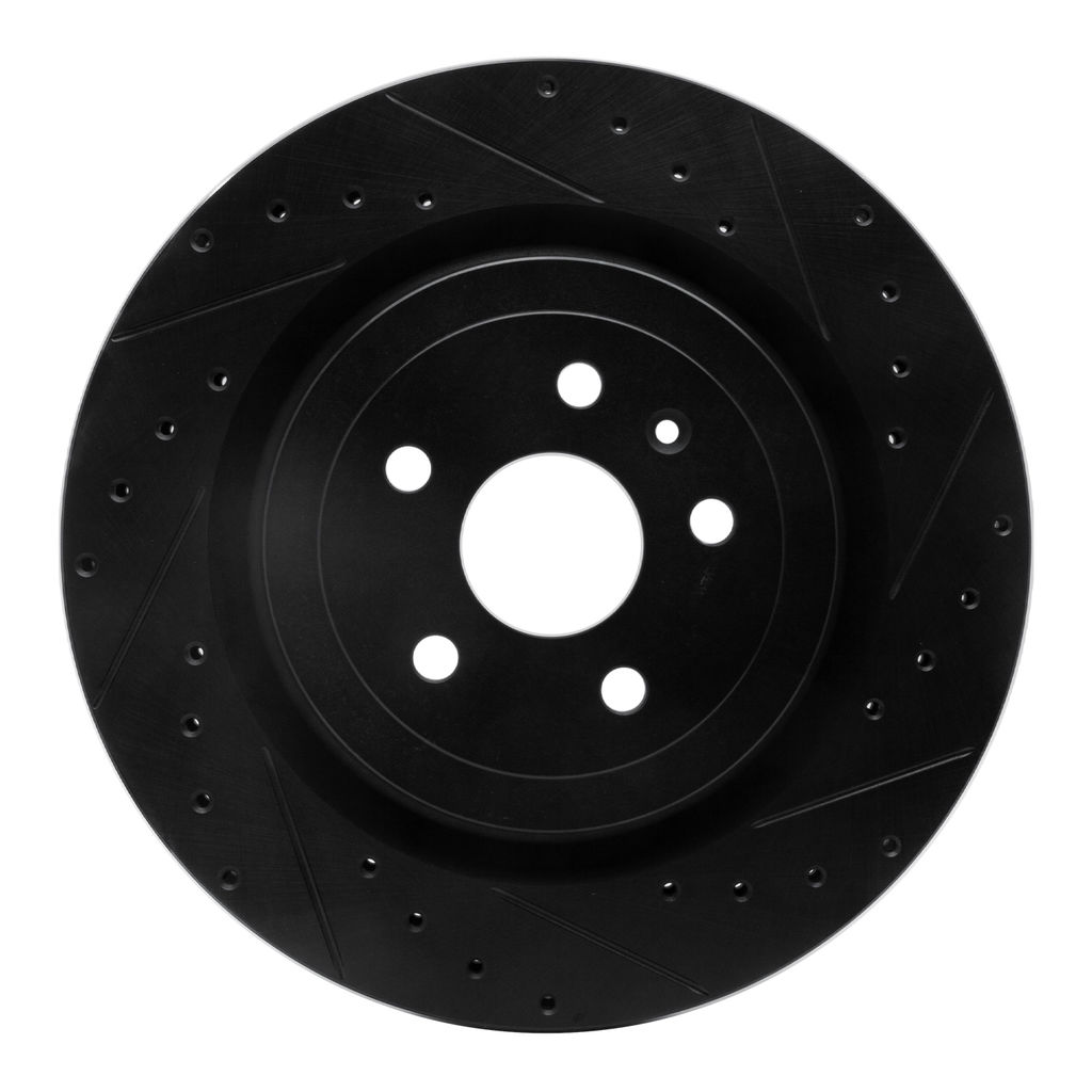 Dynamic Friction 633-47039R - Drilled and Slotted Black Zinc Brake Rotor