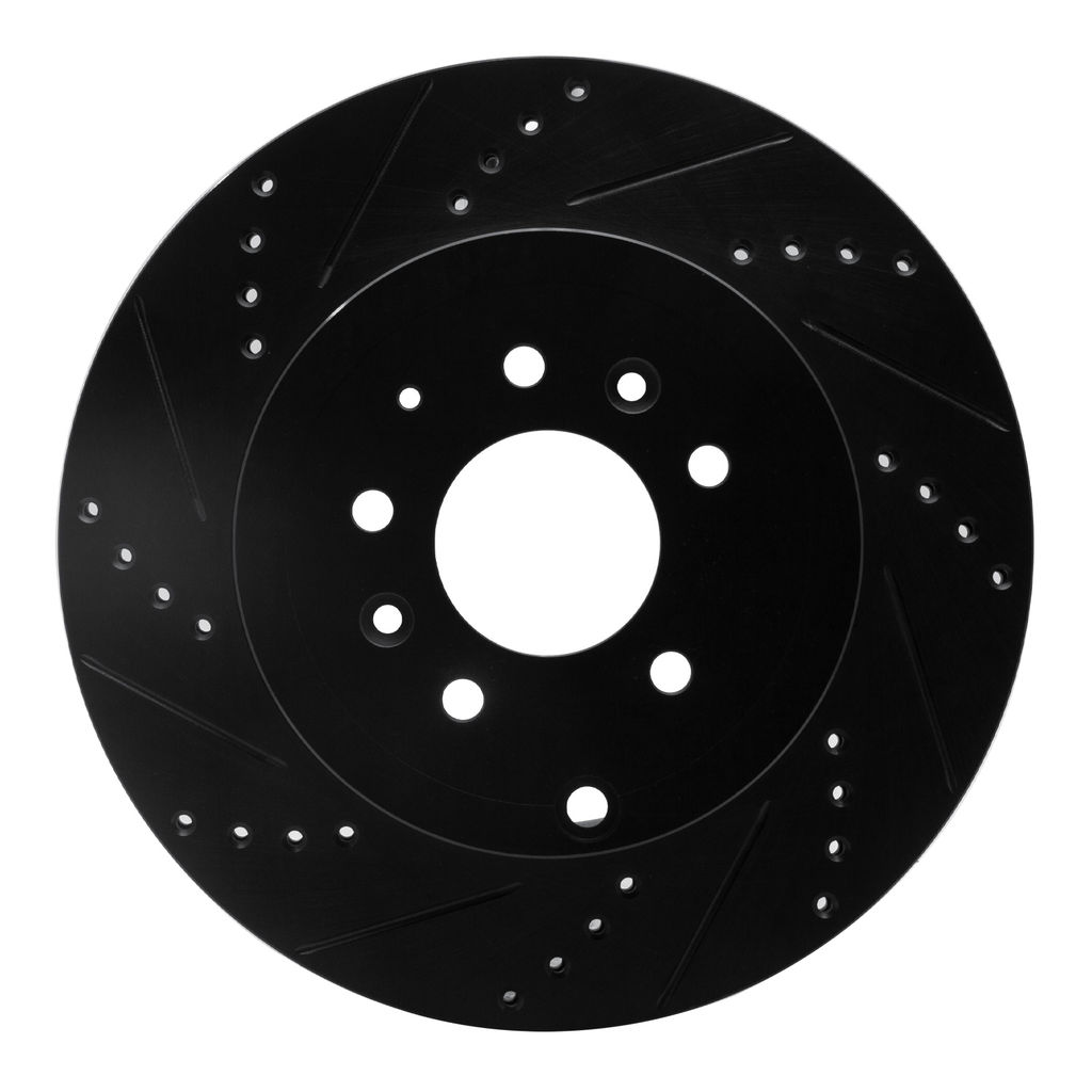 Dynamic Friction 633-80068L - Drilled and Slotted Black Zinc Brake Rotor
