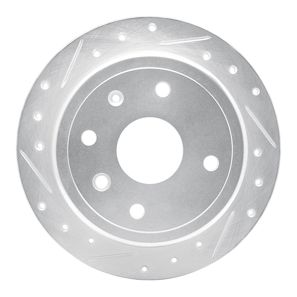 Dynamic Friction 631-01011L - Drilled and Slotted Silver Zinc Brake Rotor
