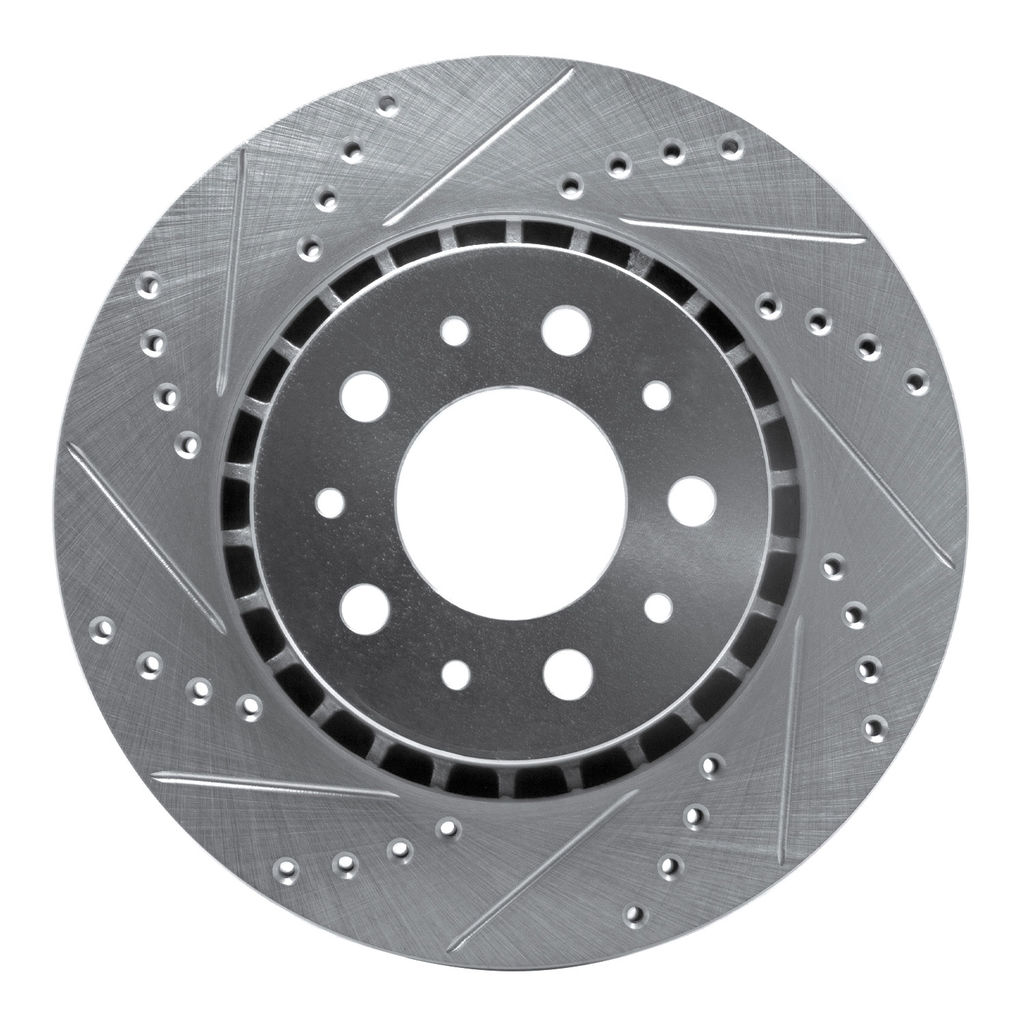 Dynamic Friction 631-27013L - Drilled and Slotted Silver Zinc Brake Rotor