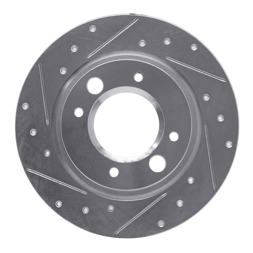 Dynamic Friction 631-28002L - Drilled and Slotted Silver Zinc Brake Rotor