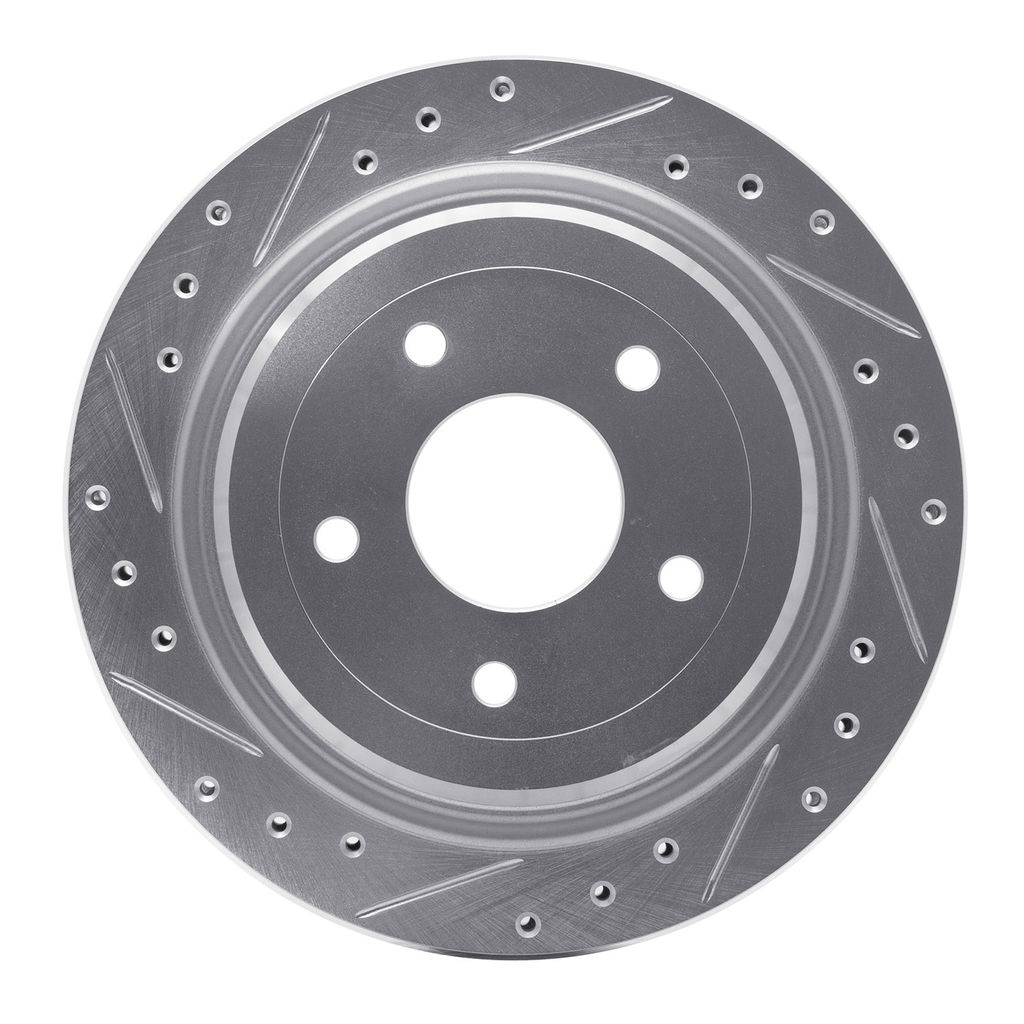 Dynamic Friction 631-46009L - Drilled and Slotted Silver Zinc Brake Rotor