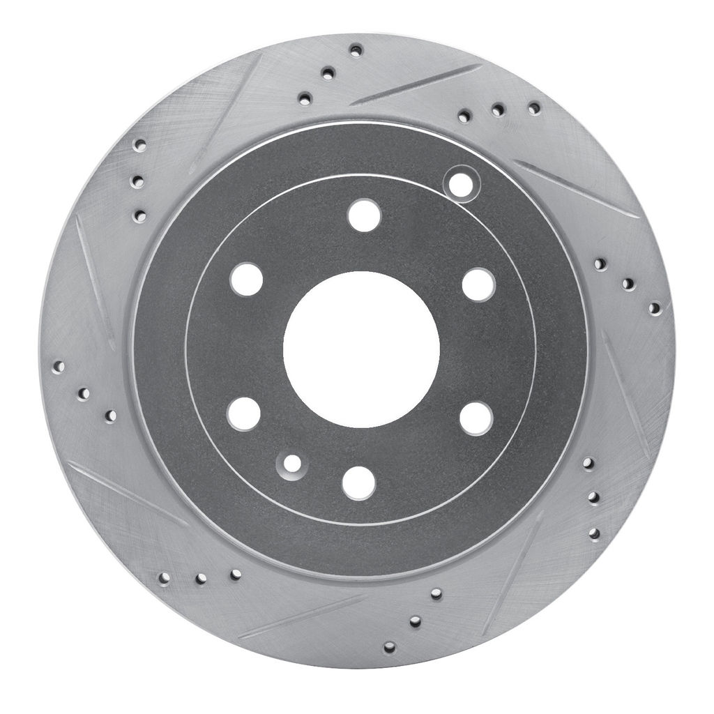 Dynamic Friction 631-48055L - Drilled and Slotted Silver Zinc Brake Rotor