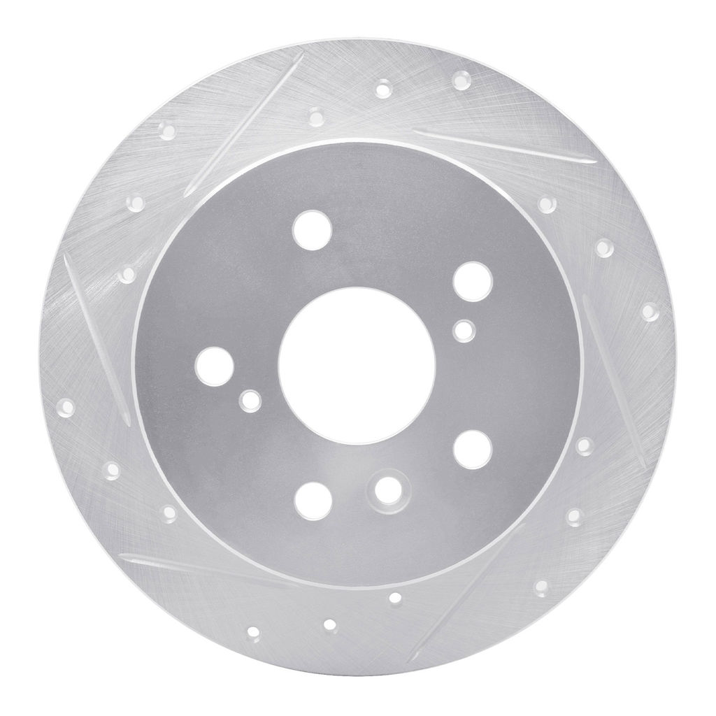 Dynamic Friction 631-76079L - Drilled and Slotted Silver Zinc Brake Rotor