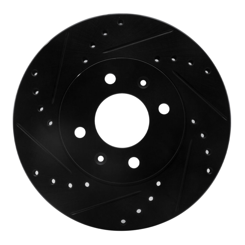 Dynamic Friction 633-03042L - Drilled and Slotted Black Zinc Brake Rotor