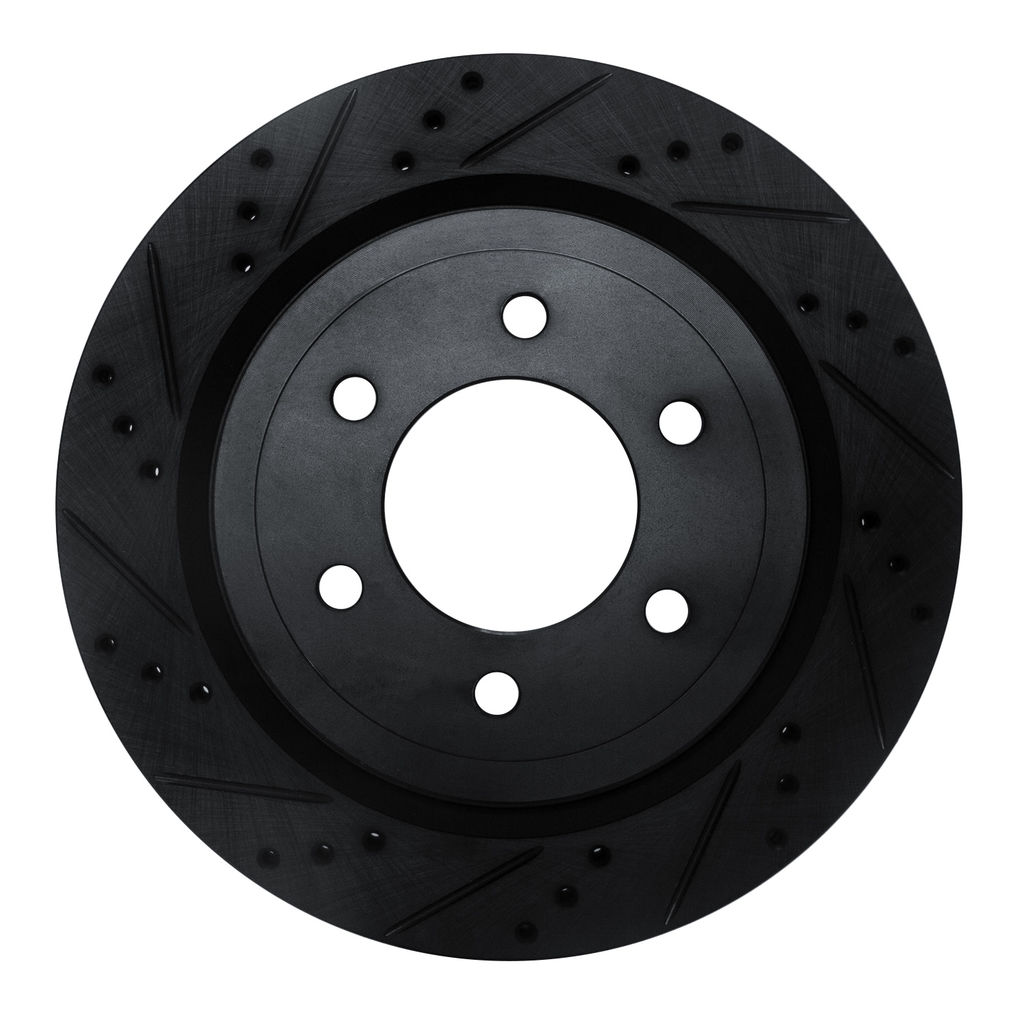 Dynamic Friction 633-54267L - Drilled and Slotted Black Zinc Brake Rotor