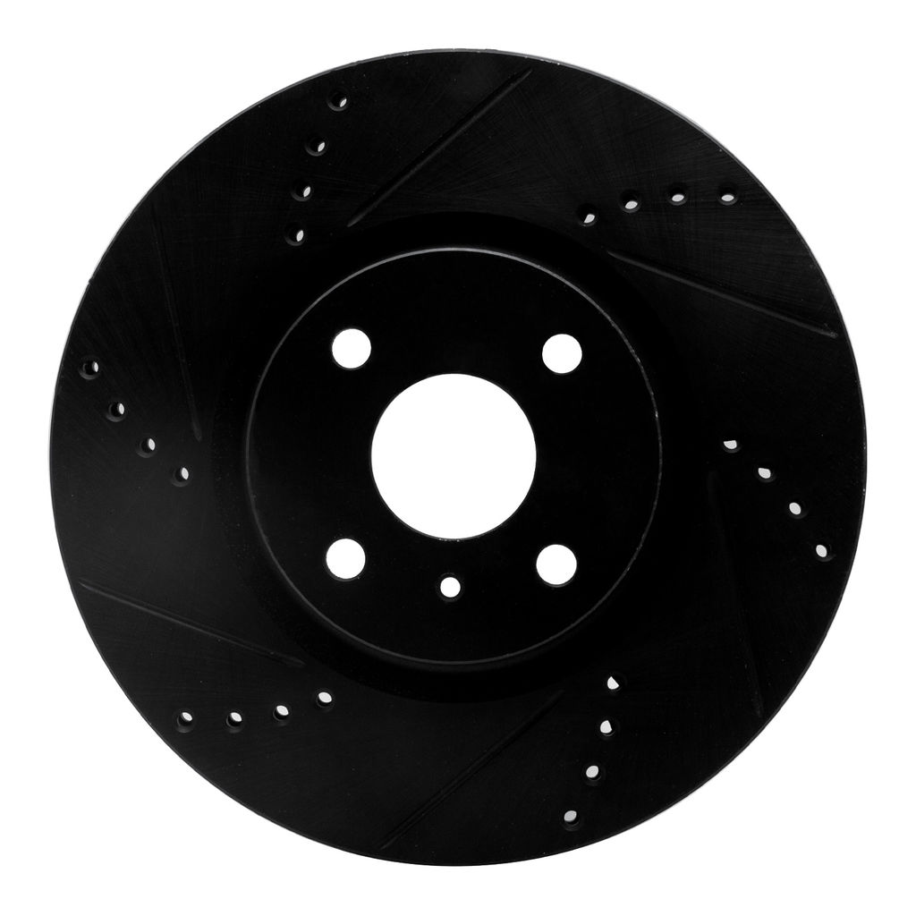 Dynamic Friction 633-80073L - Drilled and Slotted Black Zinc Brake Rotor