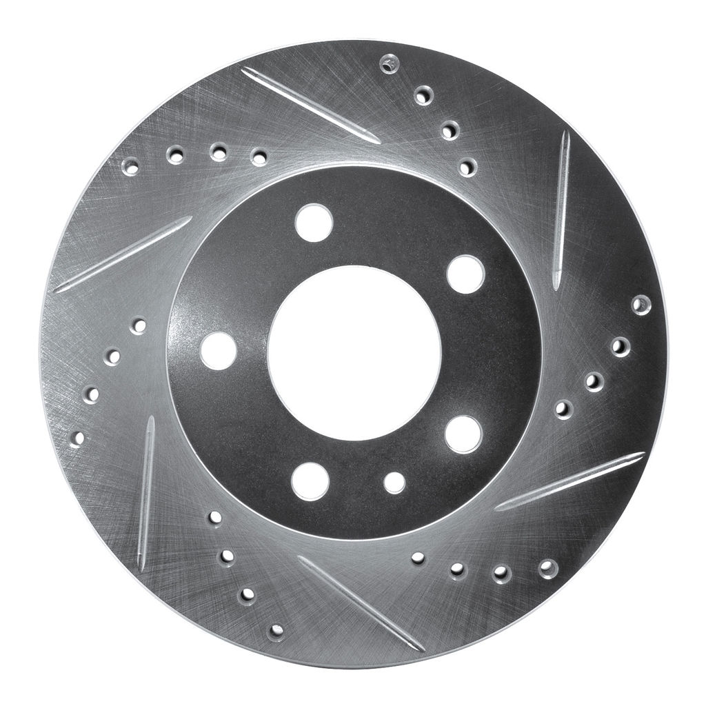 Dynamic Friction 631-27012R - Drilled and Slotted Silver Zinc Brake Rotor