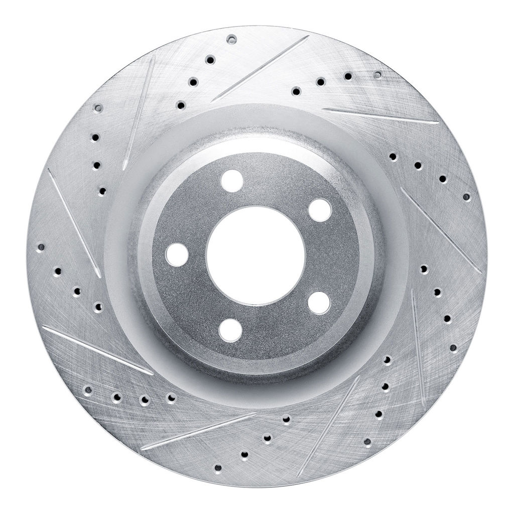 Dynamic Friction 631-54279L - Drilled and Slotted Silver Zinc Brake Rotor