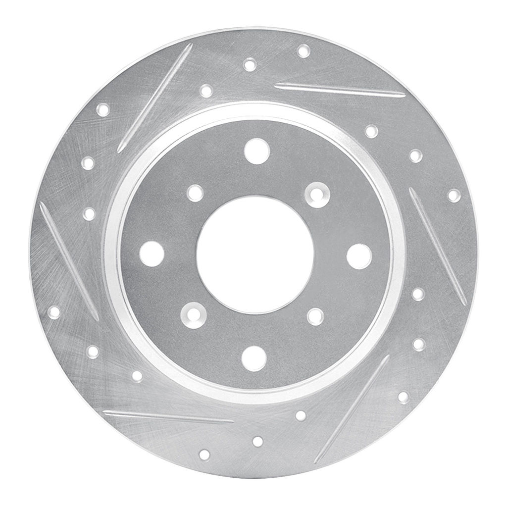 Dynamic Friction 631-59013L - Drilled and Slotted Silver Zinc Brake Rotor
