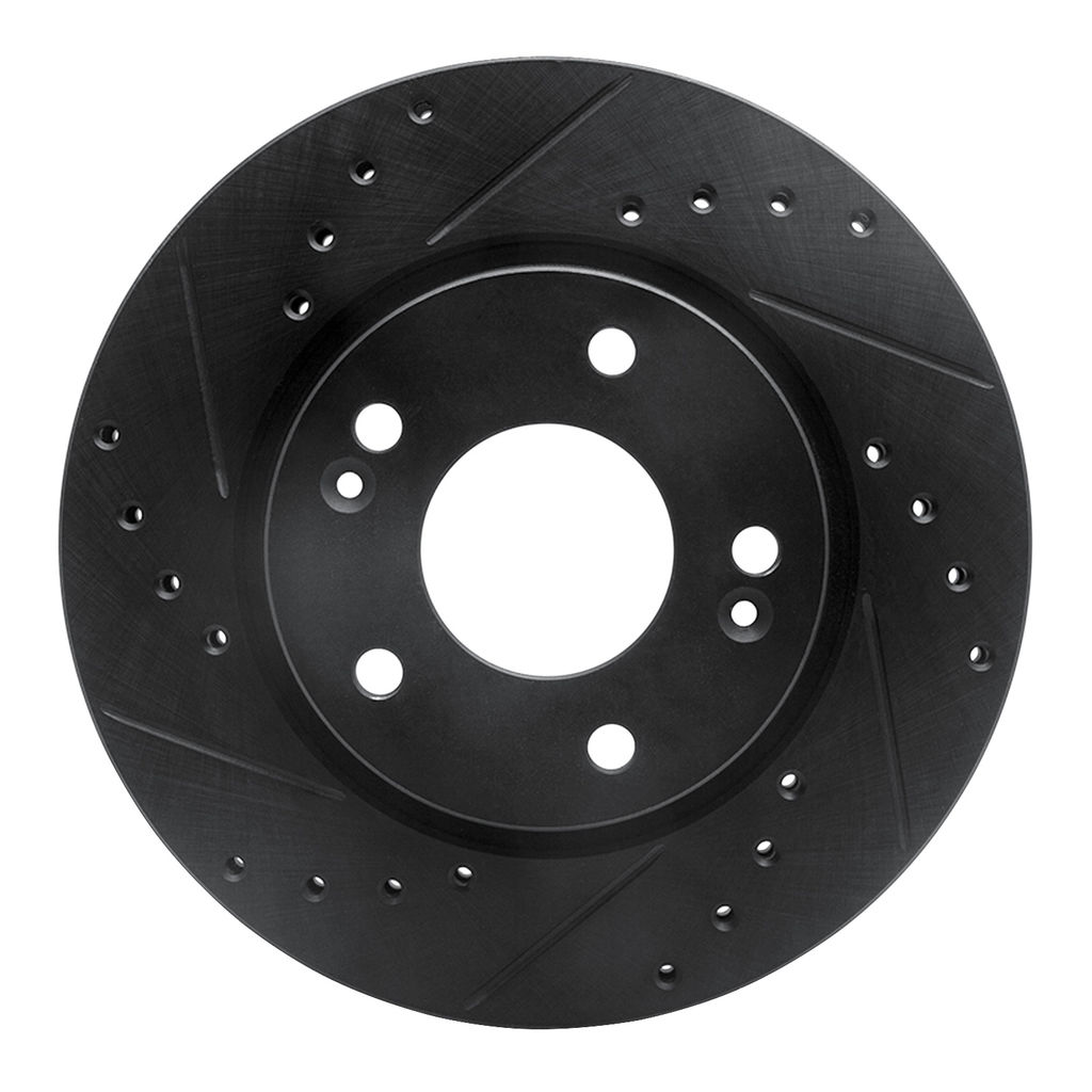 Dynamic Friction 633-03023L - Drilled and Slotted Black Zinc Brake Rotor