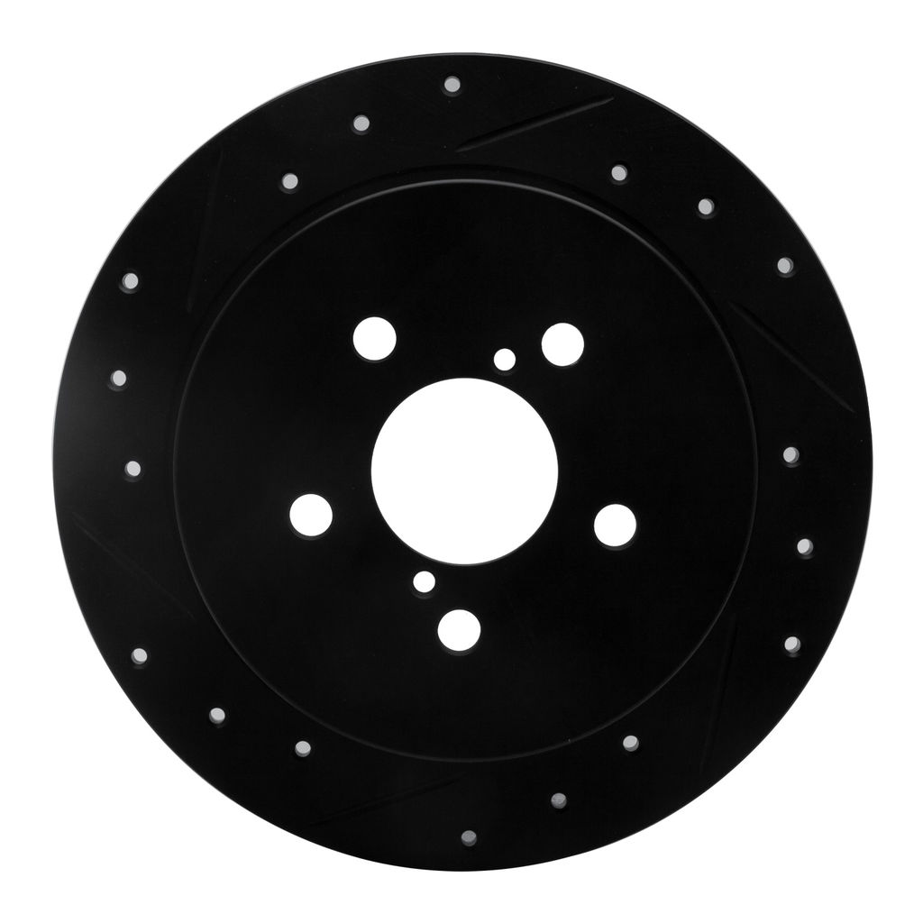 Dynamic Friction 633-13020L - Drilled and Slotted Black Zinc Brake Rotor