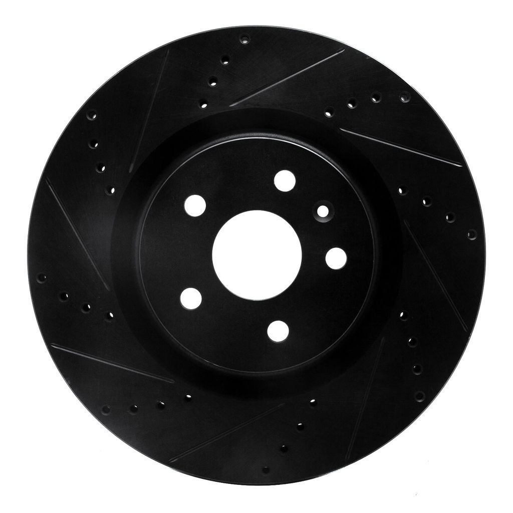 Dynamic Friction 633-45017L - Drilled and Slotted Black Zinc Brake Rotor