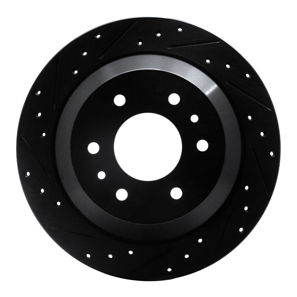 Dynamic Friction 633-48045L - Drilled and Slotted Black Zinc Brake Rotor