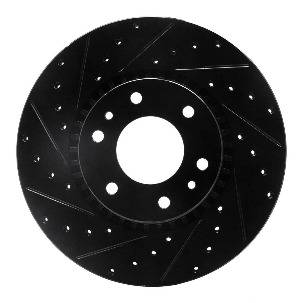 Dynamic Friction 633-48046L - Drilled and Slotted Black Zinc Brake Rotor
