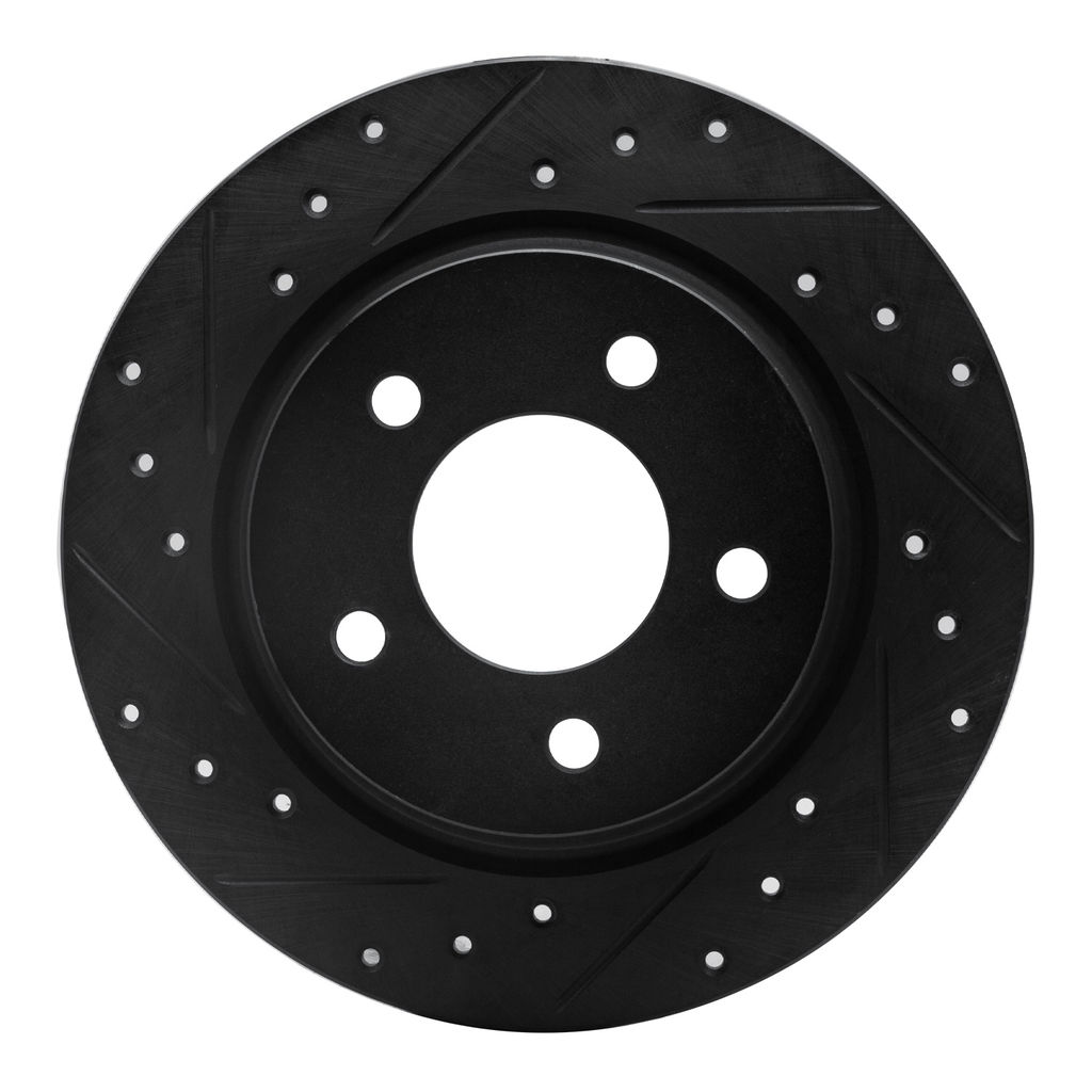 Dynamic Friction 633-80040L - Drilled and Slotted Black Zinc Brake Rotor