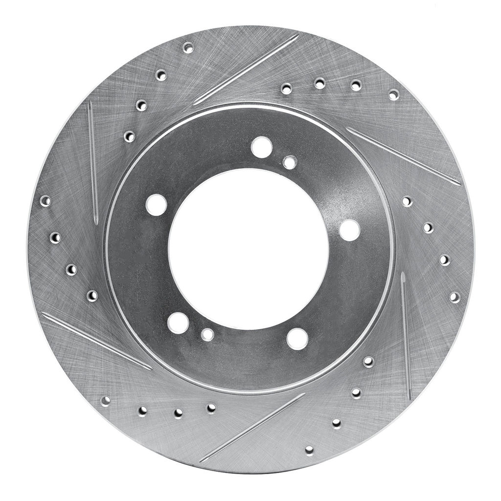 Dynamic Friction 631-01013L - Drilled and Slotted Silver Zinc Brake Rotor