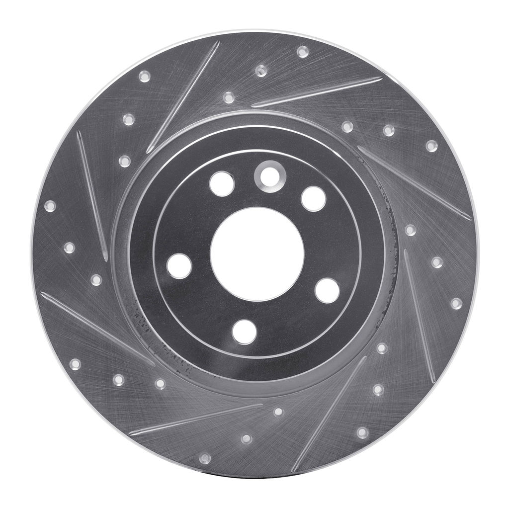 Dynamic Friction 631-11028L - Drilled and Slotted Silver Zinc Brake Rotor