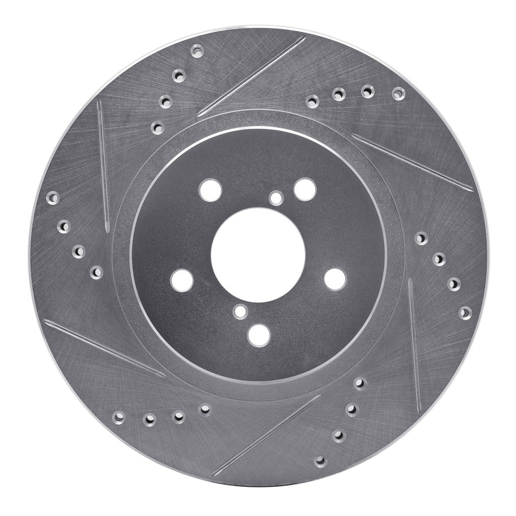 Dynamic Friction 631-13037L - Drilled and Slotted Silver Zinc Brake Rotor