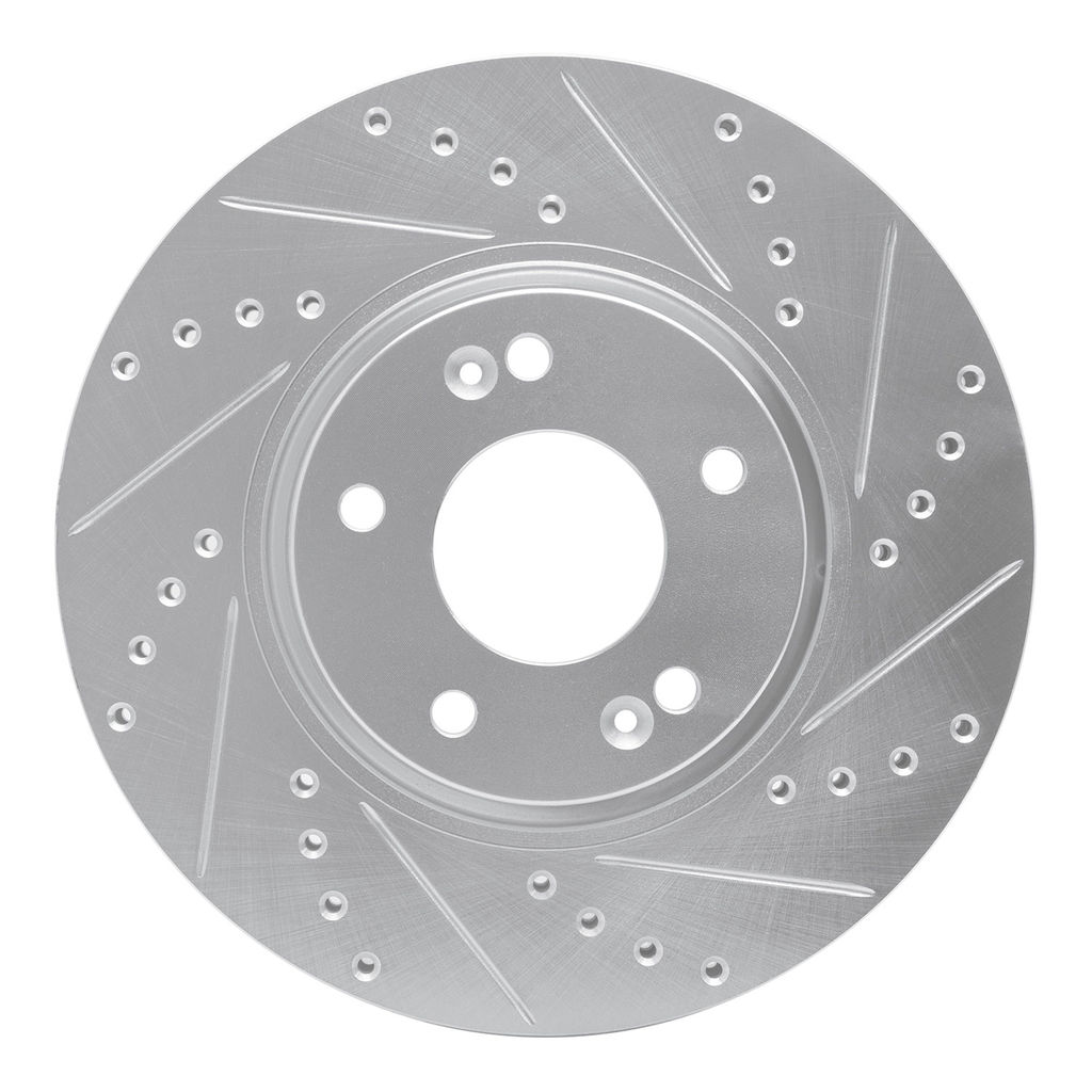 Dynamic Friction 631-21032R - Drilled and Slotted Silver Zinc Brake Rotor