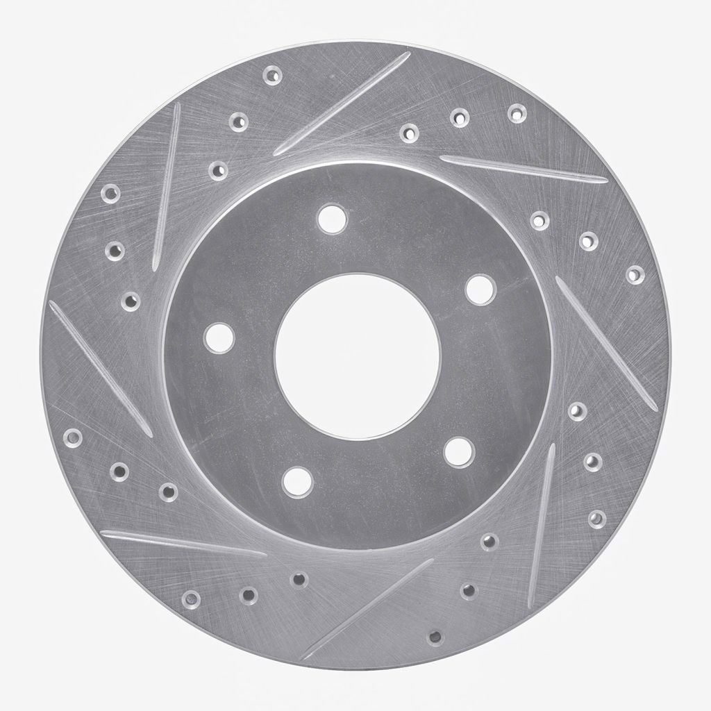 Dynamic Friction 631-52004L - Drilled and Slotted Silver Zinc Brake Rotor