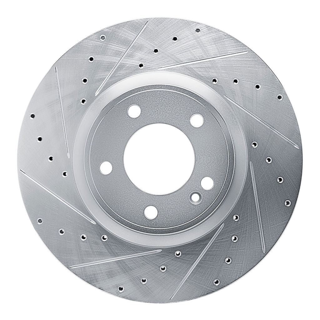 Dynamic Friction 631-63176L - Drilled and Slotted Silver Zinc Brake Rotor