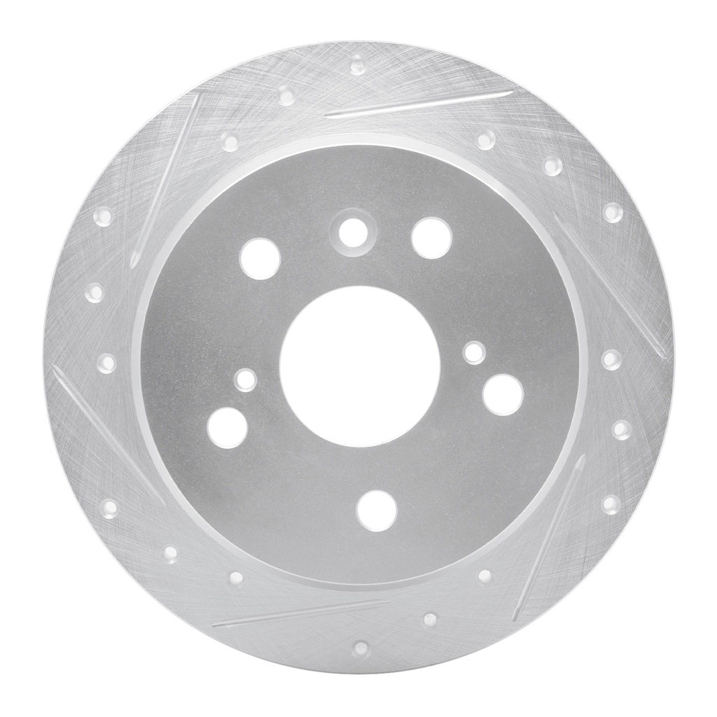Dynamic Friction 631-76076L - Drilled and Slotted Silver Zinc Brake Rotor