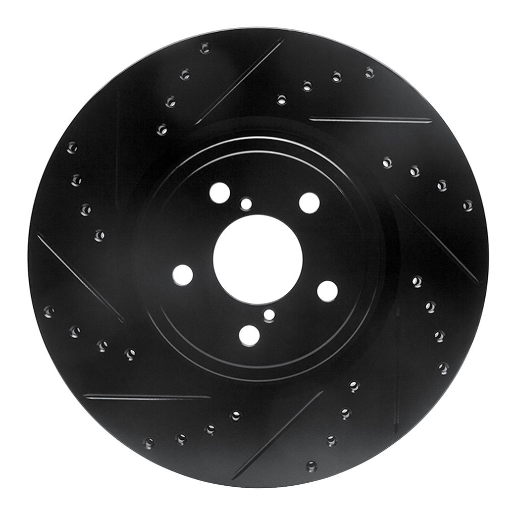 Dynamic Friction 633-13018L - Drilled and Slotted Black Zinc Brake Rotor