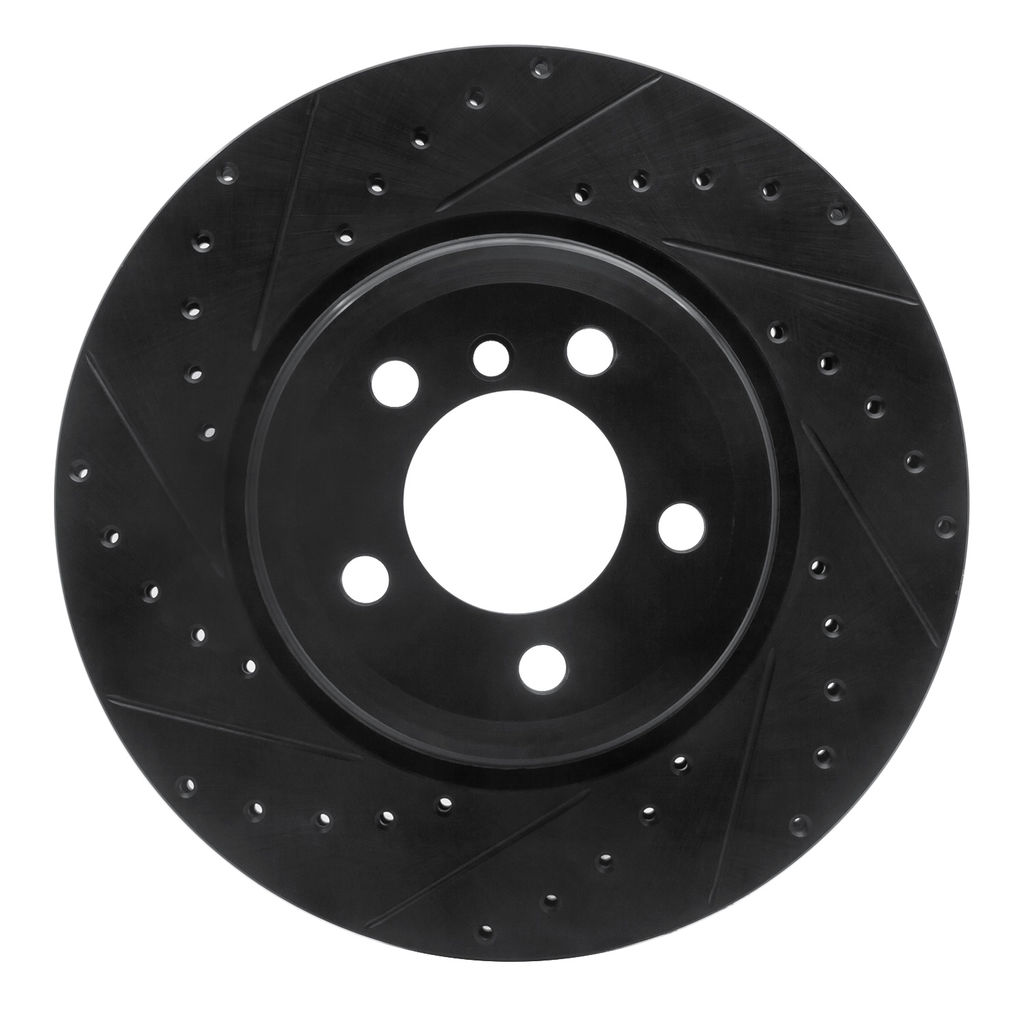 Dynamic Friction 633-31076L - Drilled and Slotted Black Zinc Brake Rotor