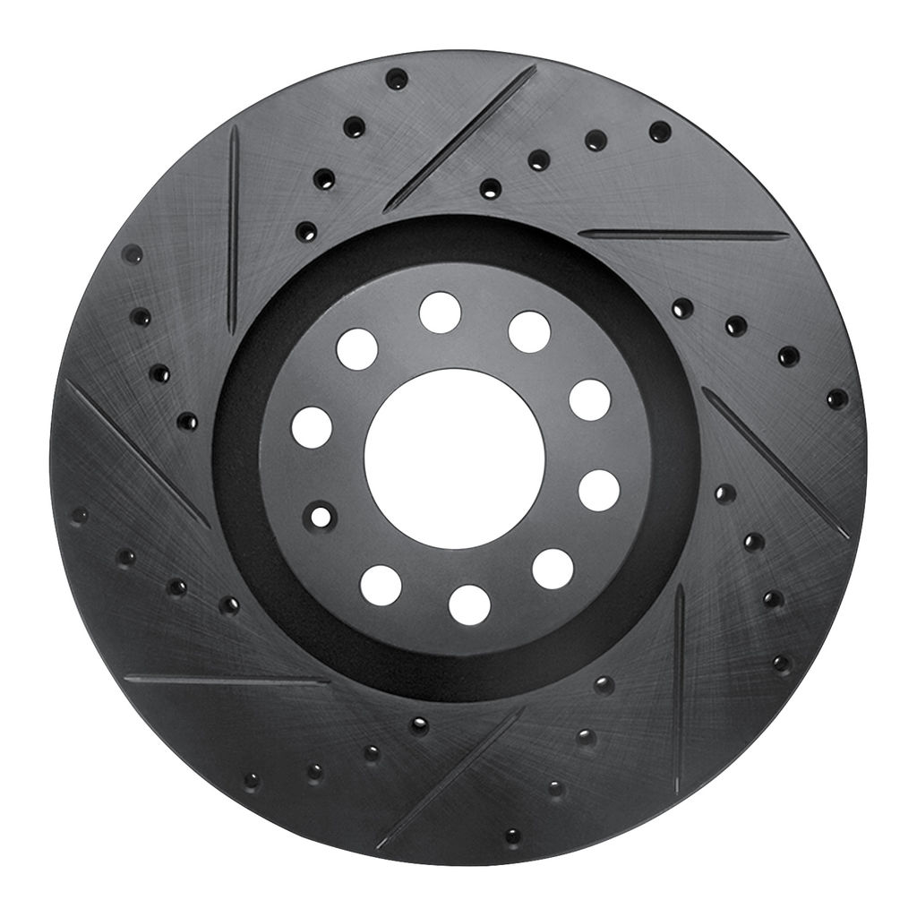 Dynamic Friction 633-73036L - Drilled and Slotted Black Zinc Brake Rotor