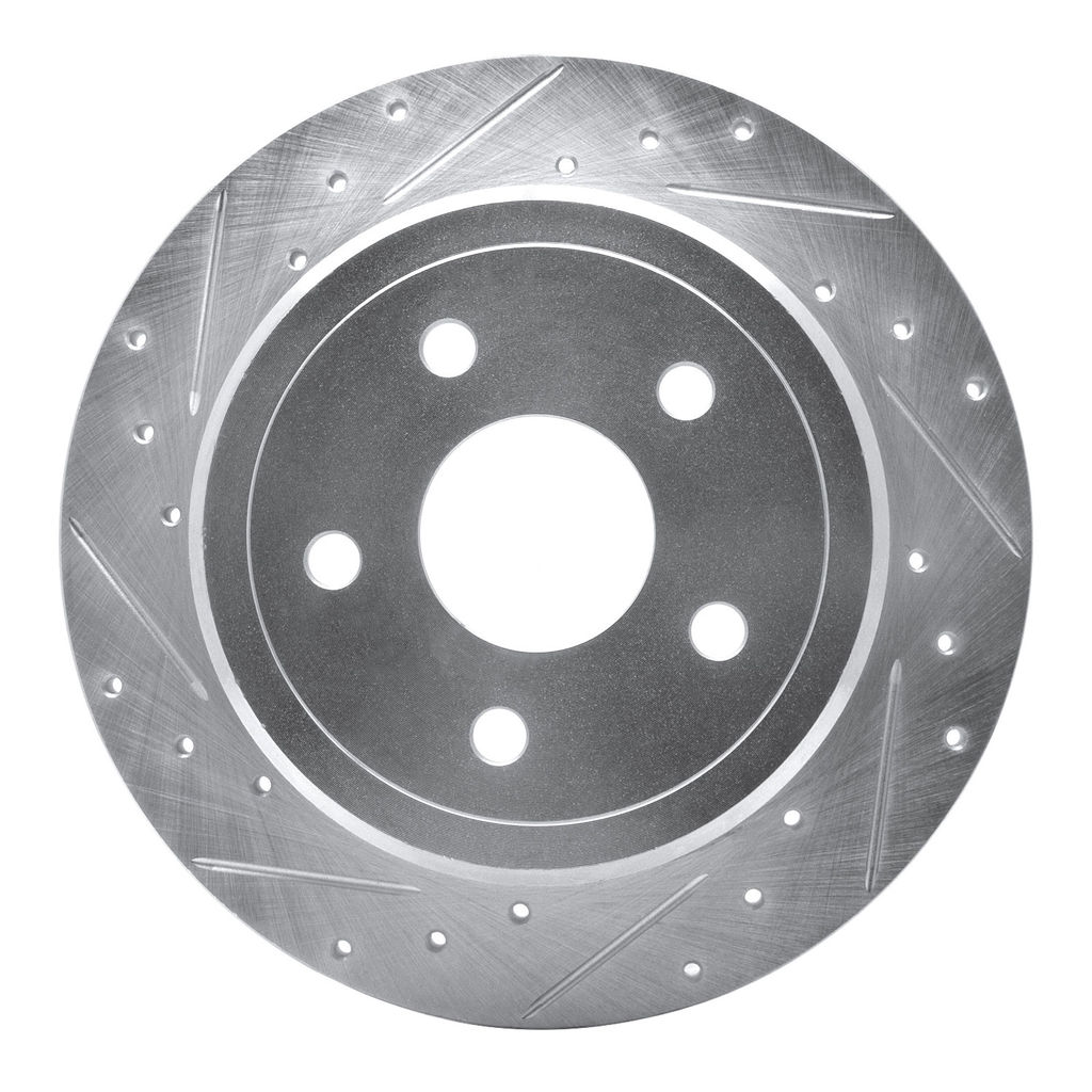 Dynamic Friction 631-42001L - Drilled and Slotted Silver Zinc Brake Rotor