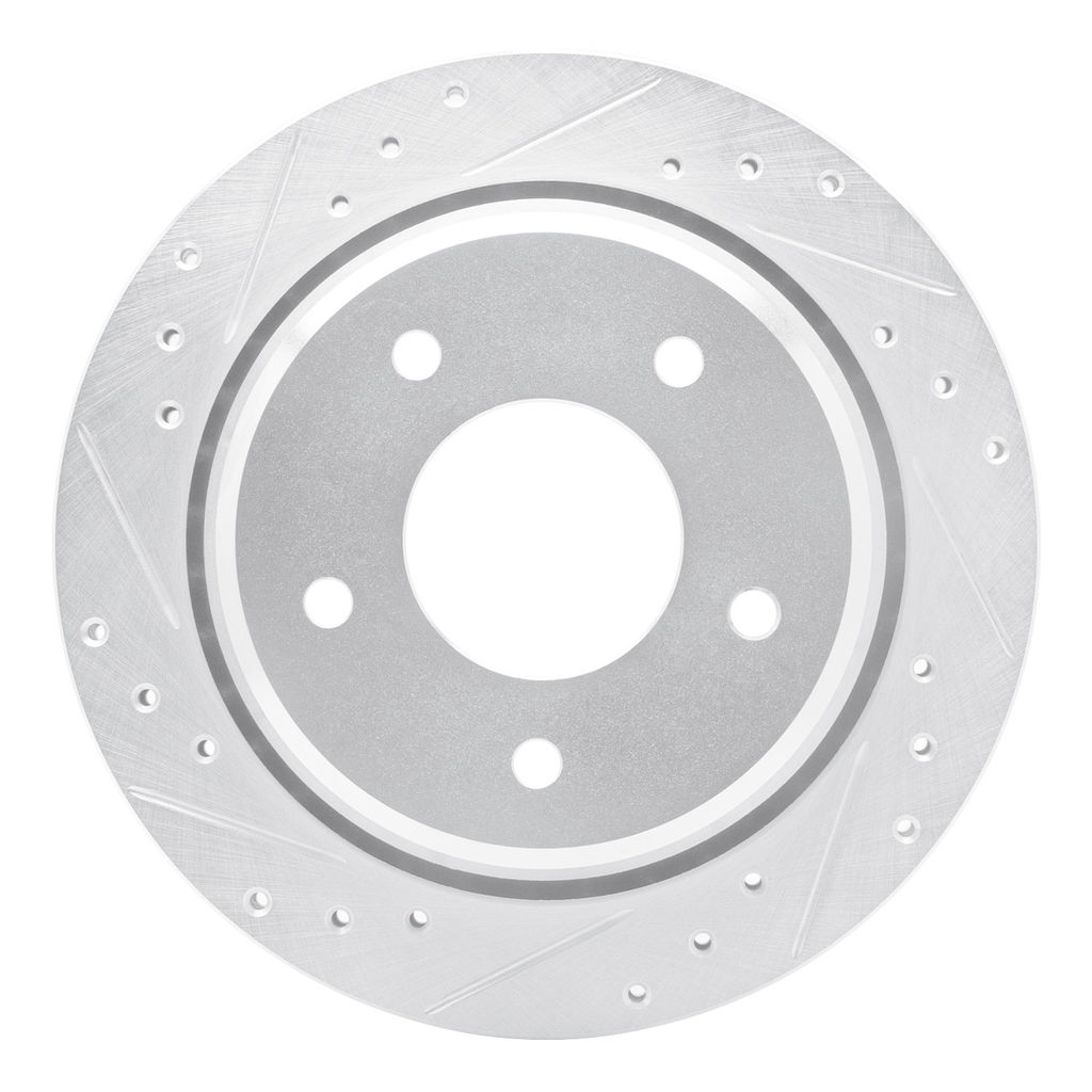 Dynamic Friction 631-47027L - Drilled and Slotted Silver Zinc Brake Rotor