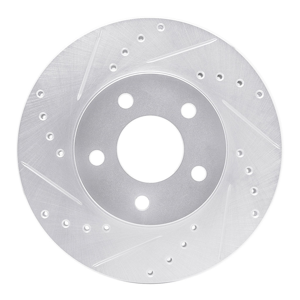 Dynamic Friction 631-47031L - Drilled and Slotted Silver Zinc Brake Rotor