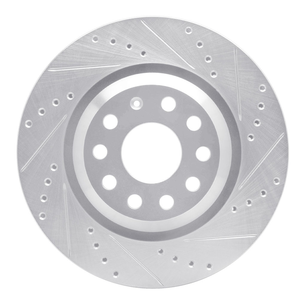 Dynamic Friction 631-74030R - Drilled and Slotted Silver Zinc Brake Rotor