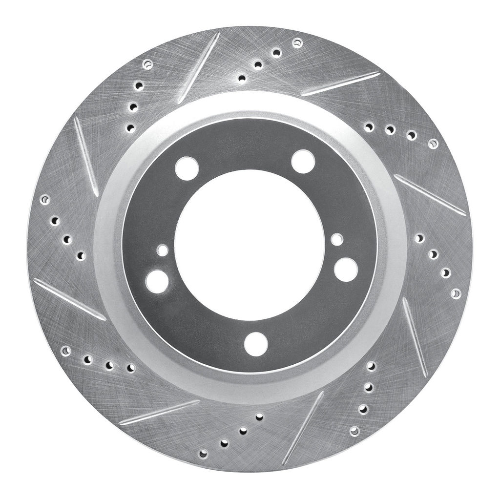 Dynamic Friction 631-76136L - Drilled and Slotted Silver Zinc Brake Rotor