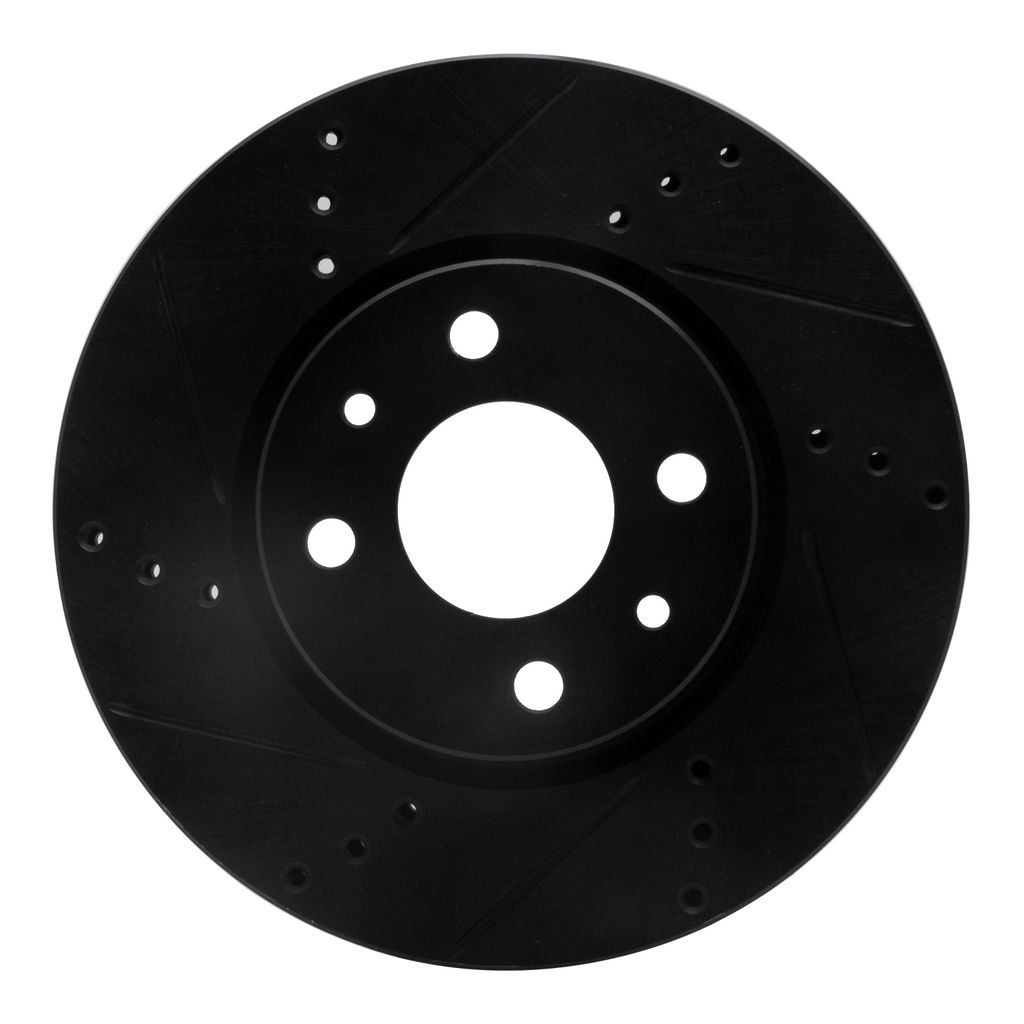 Dynamic Friction 633-07002L - Drilled and Slotted Black Zinc Brake Rotor