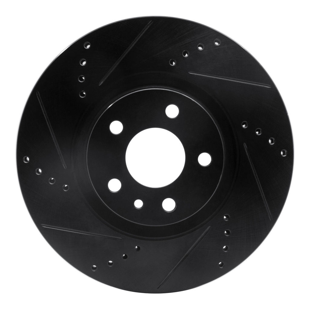 Dynamic Friction 633-16006L - Drilled and Slotted Black Zinc Brake Rotor