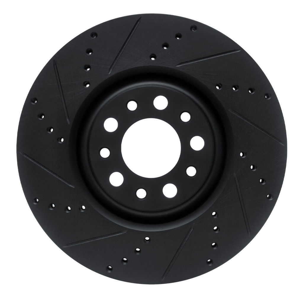 Dynamic Friction 633-16012L - Drilled and Slotted Black Zinc Brake Rotor