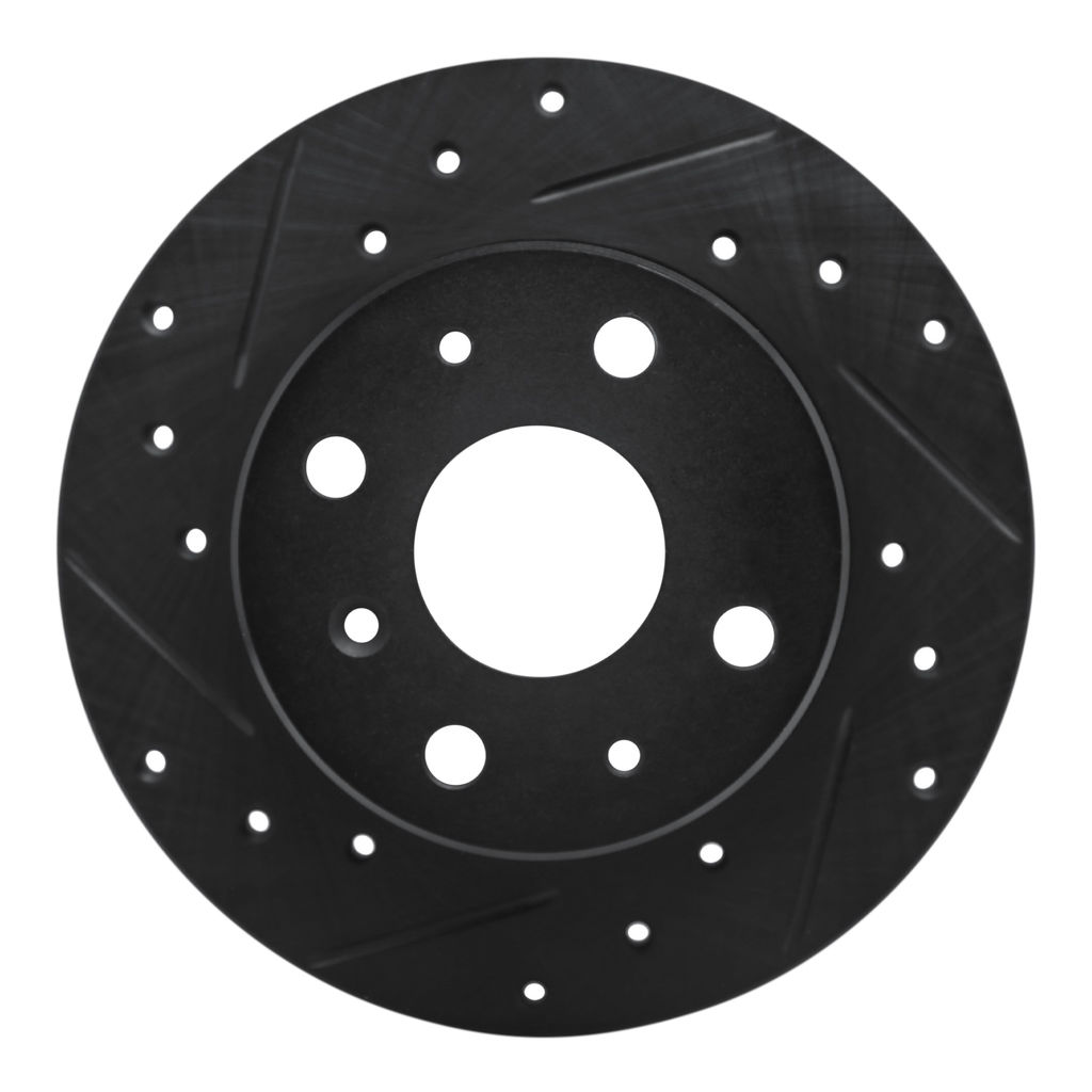 Dynamic Friction 633-19000L - Drilled and Slotted Black Zinc Brake Rotor