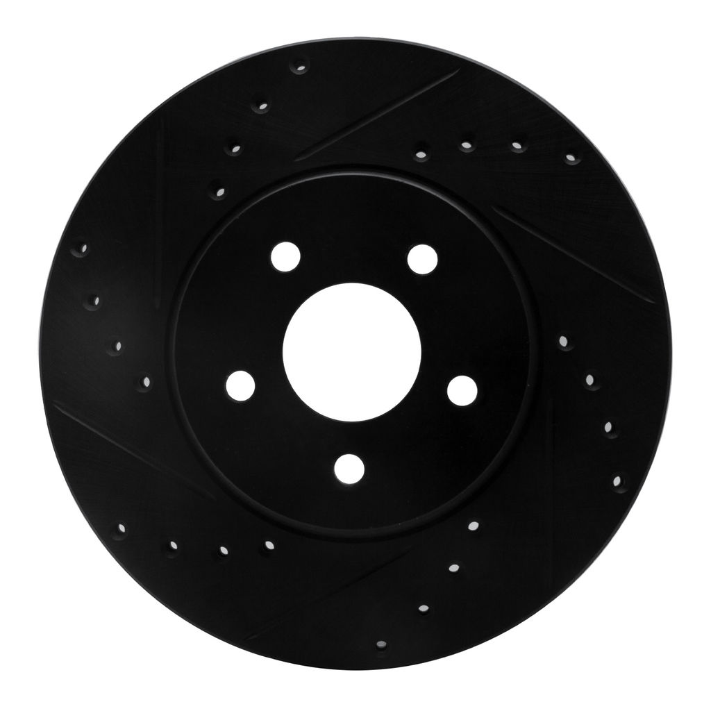 Dynamic Friction 633-20012L - Drilled and Slotted Black Zinc Brake Rotor